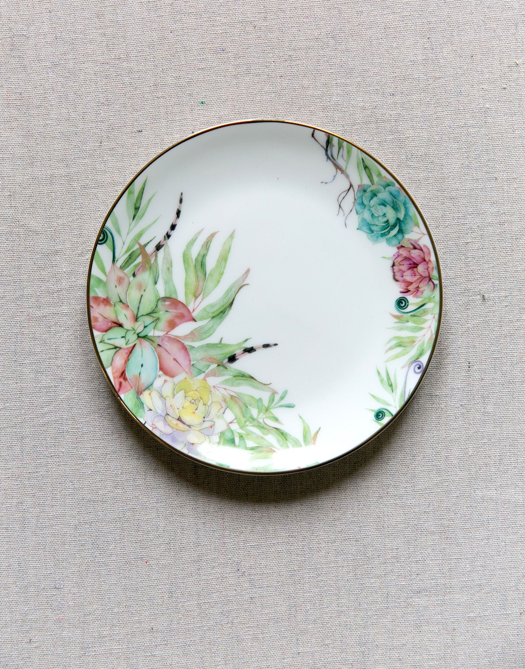 Delicate Botanical Bread Plate