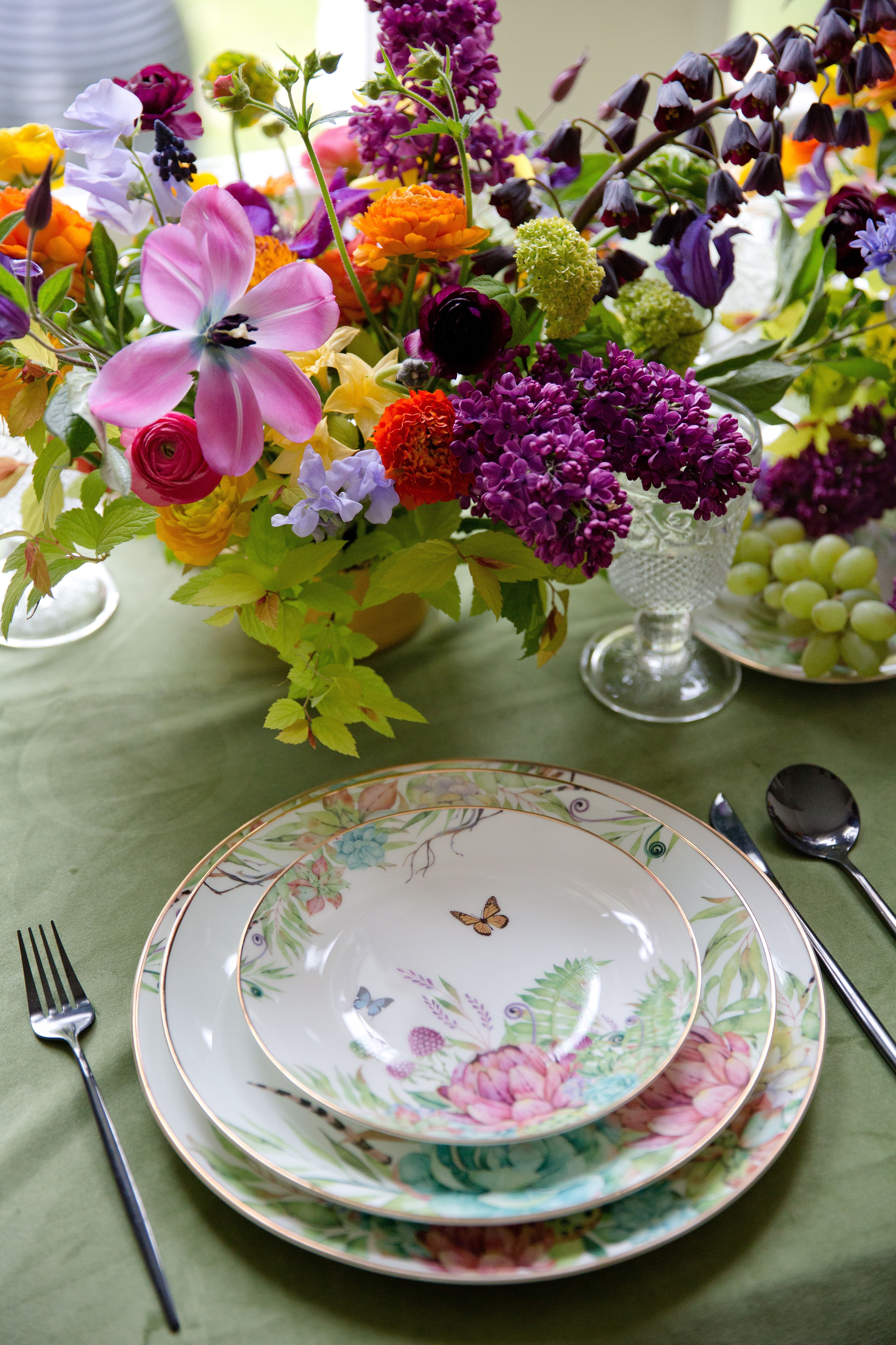 Delicate Botanical Salad and Fruit Plate